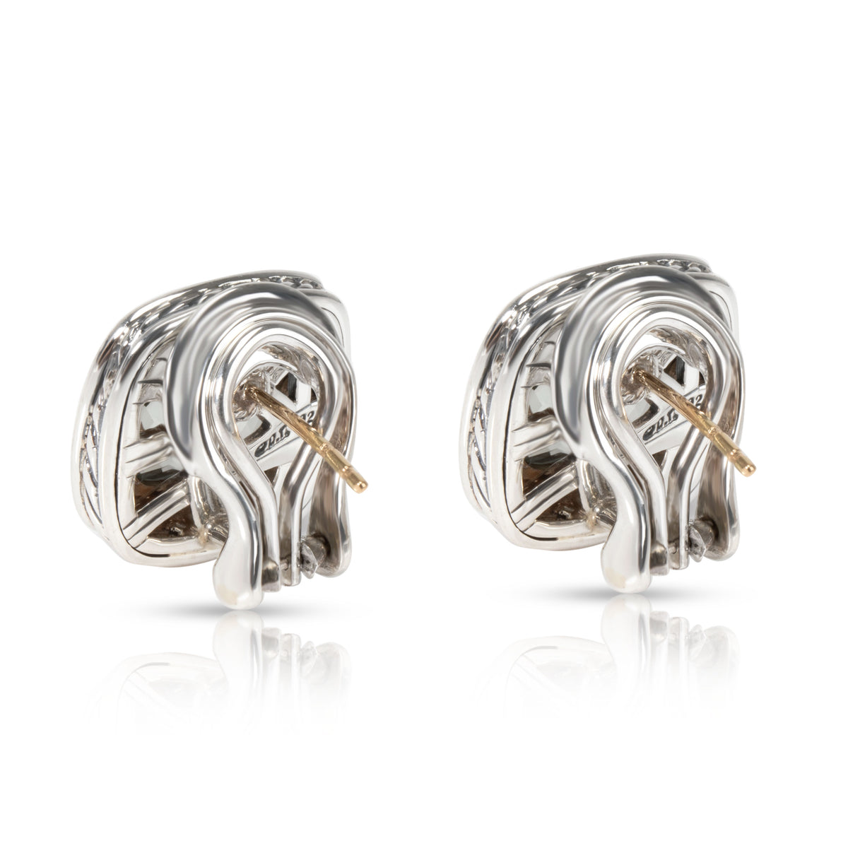 David Yurman Albion Prasiolite & Diamond Earrings in  Sterling Silver 0.64 CTW