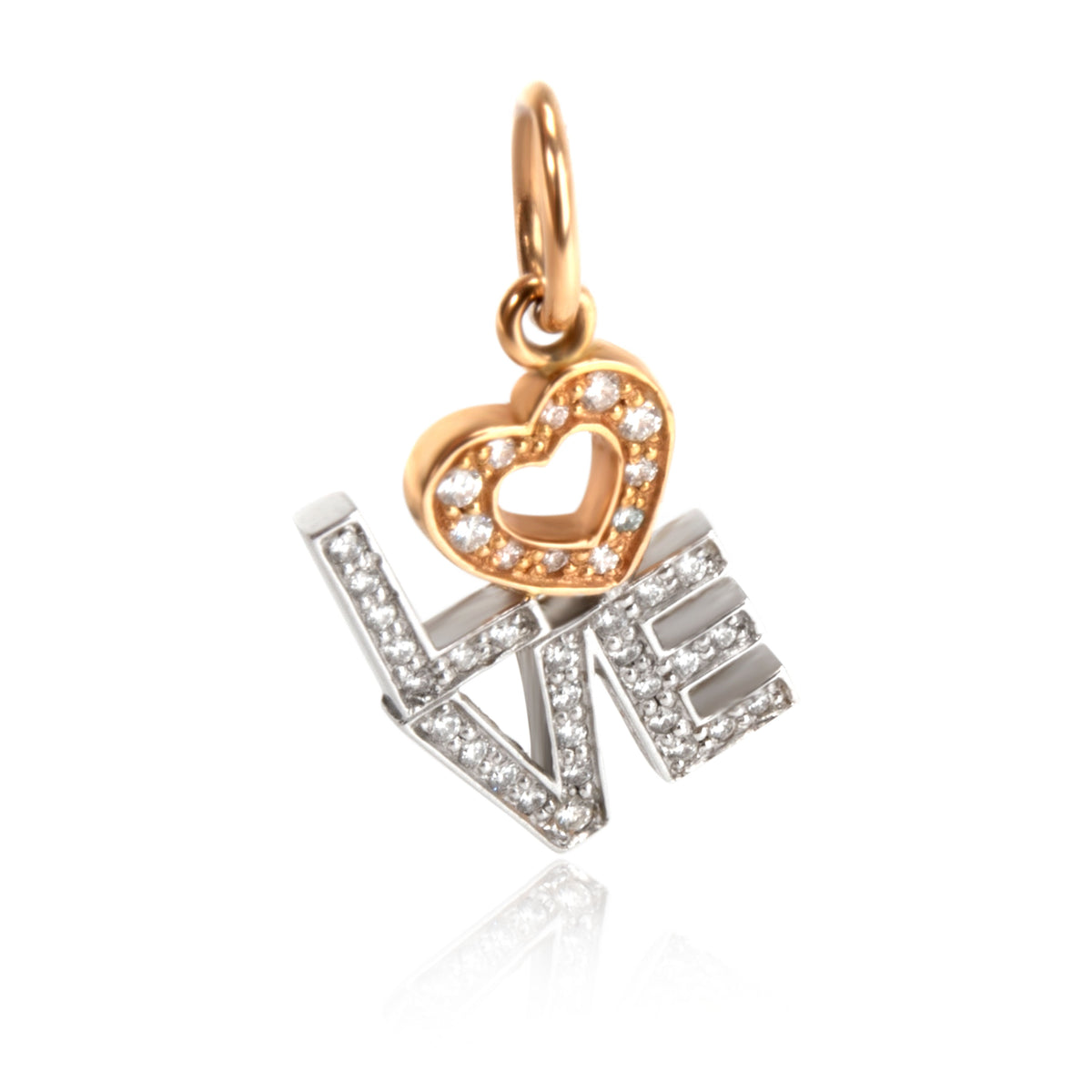 Tiffany & Co. Diamond Love Charms in 18KT White & Rose Gold 0.12 CTW