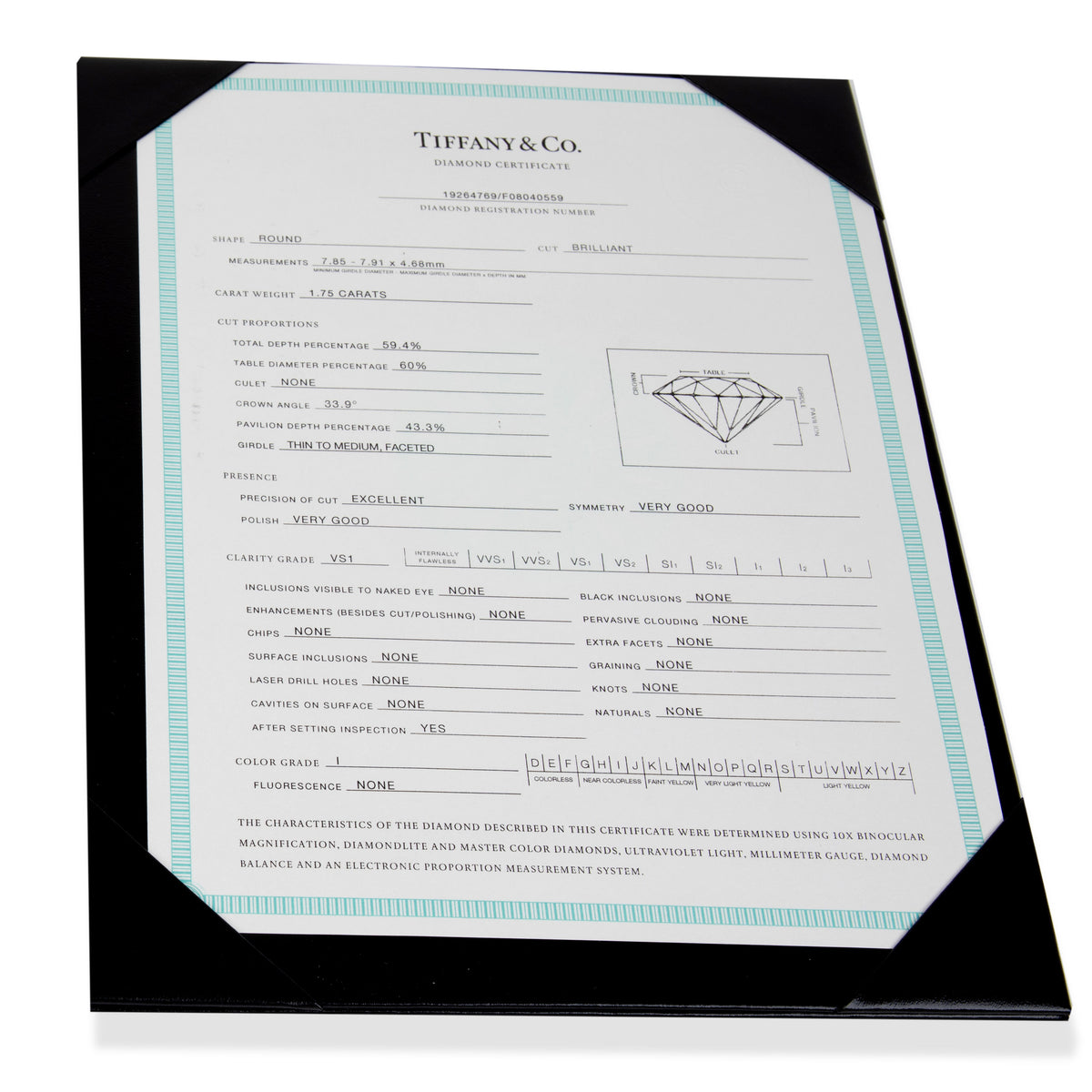 Tiffany & Co. Diamond Engagement Ring in  Platinum I VS1 1.75 CTW