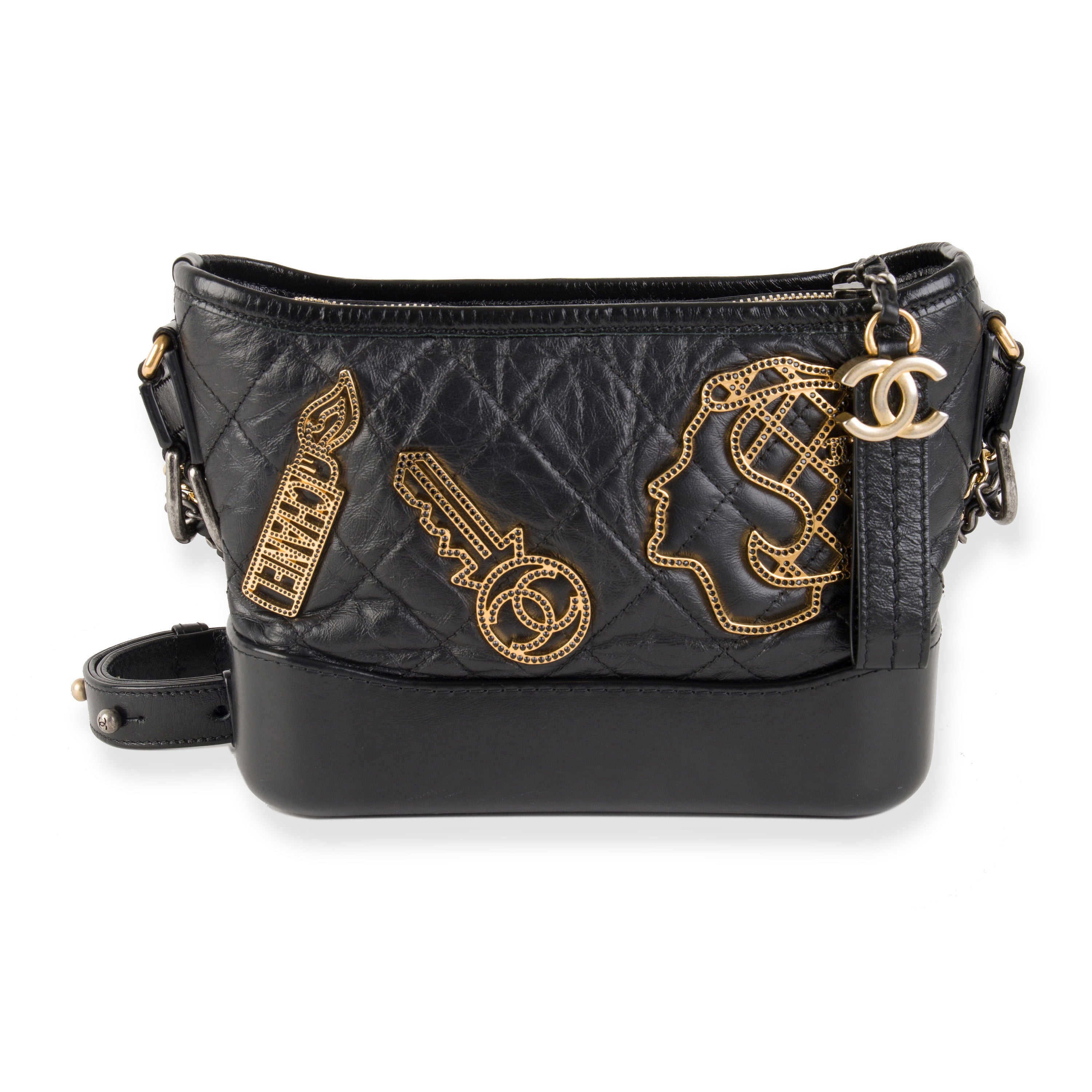 Chanel Black Aged Calfskin Quilted Charms Small Gabrielle Bag by WP  Diamonds – myGemma