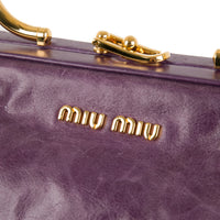 Miu Miu Purple Distressed Leather Frame Bag