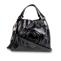 Gucci Black Patent Leather Small Soho Top Handle Bag