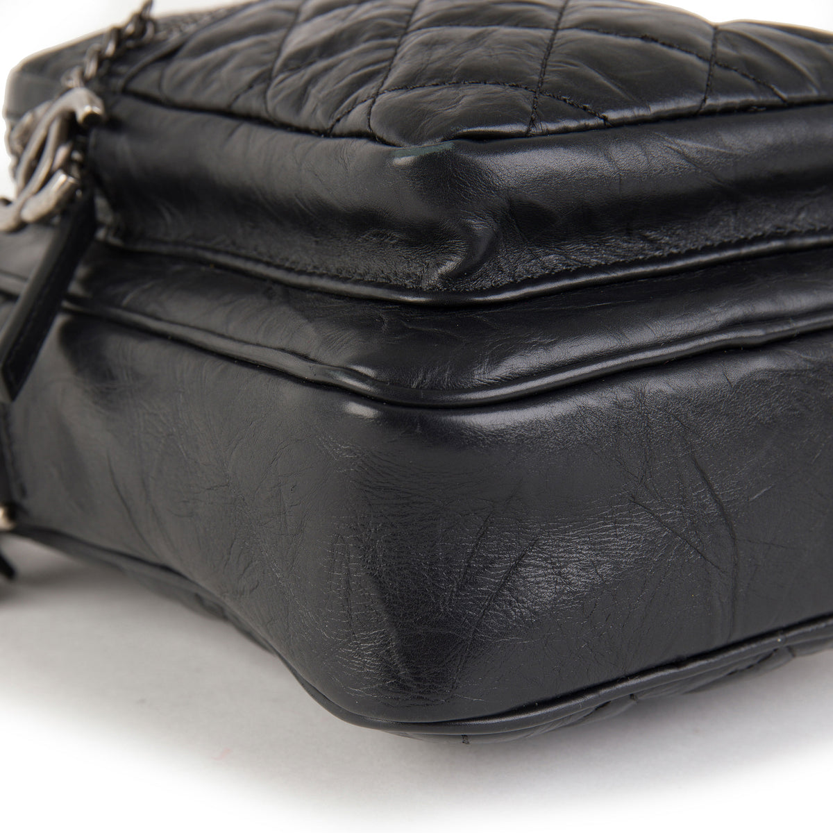 Chanel Black Quilted Calfskin Leather Casual Rock Camera Bag