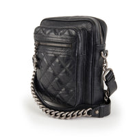 Chanel Black Quilted Calfskin Leather Casual Rock Camera Bag