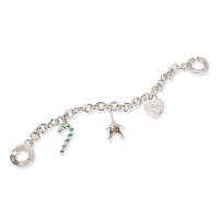 Tiffany & Co. Candy Cane, Eiffel Tower & Heart Charm Bracelet in Sterling Silver