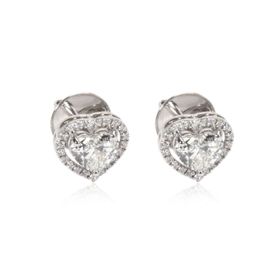 GIA Certified Heart Shape Diamond Stud Earring in 18K White Gold F-G IF 1.62 CTW