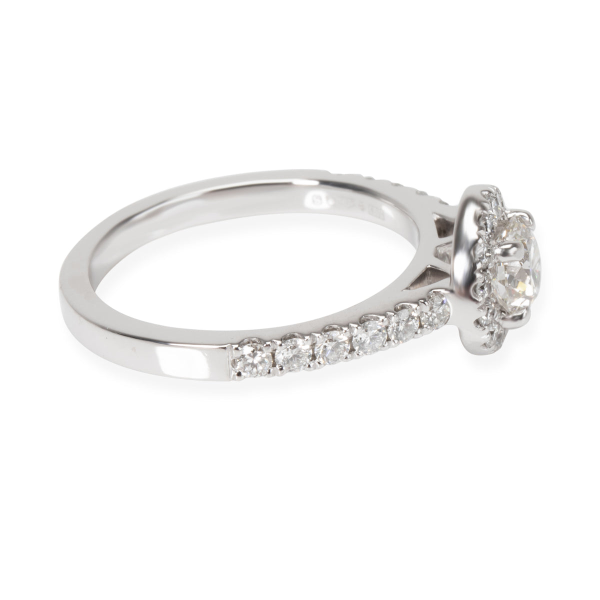 Halo Diamond Engagement Ring in Platinum GIA Certified I IF 0.86 CTW