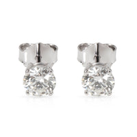 Round Cut Diamond Stud Earrings in 18K White Gold (1.00 CTW H/VS2)