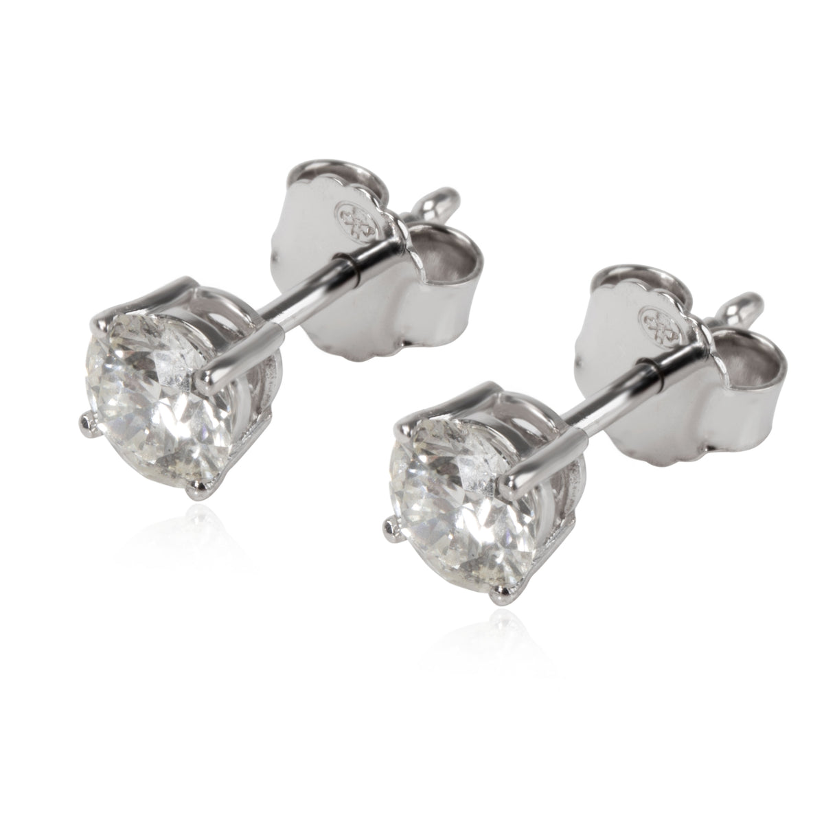 Round Cut Diamond Stud Earrings in 18K White Gold (1.00 CTW H/VS2)