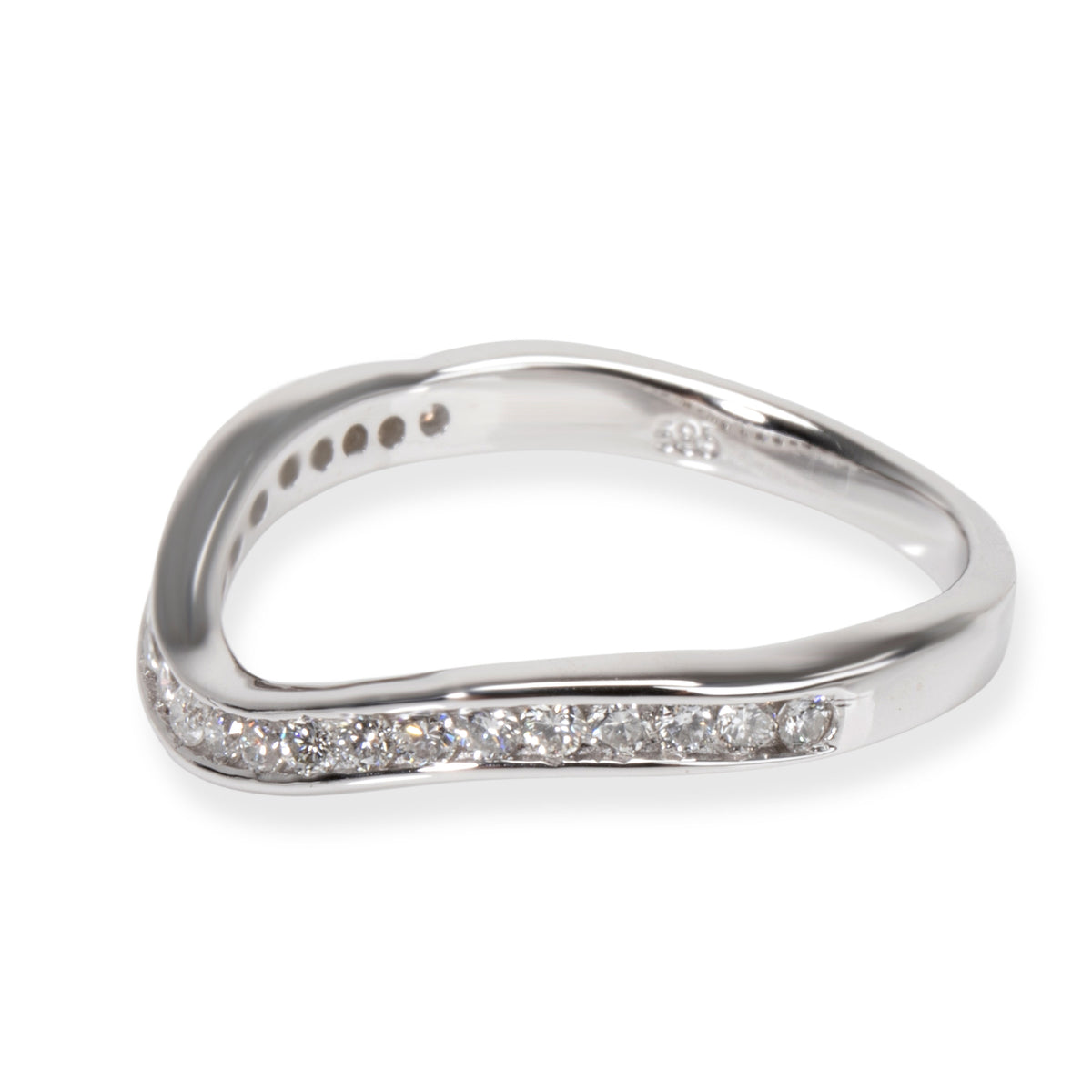 Curved Diamond Wedding Band in 14K White Gold 0.24 CTW