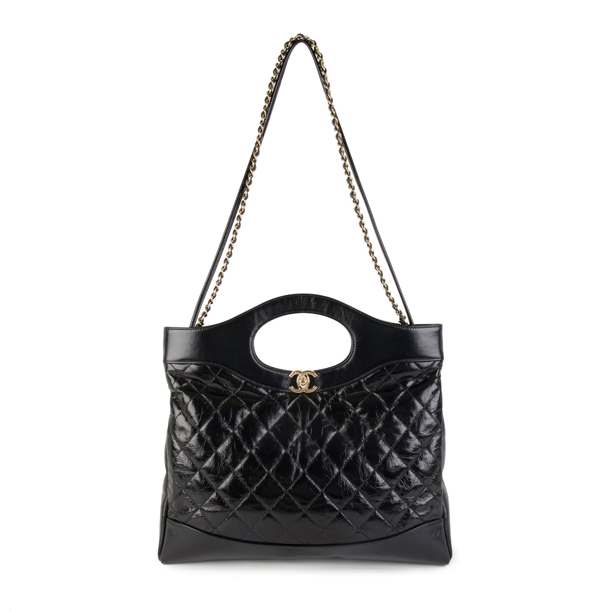 Chanel Black Shiny Quilted Calfskin 