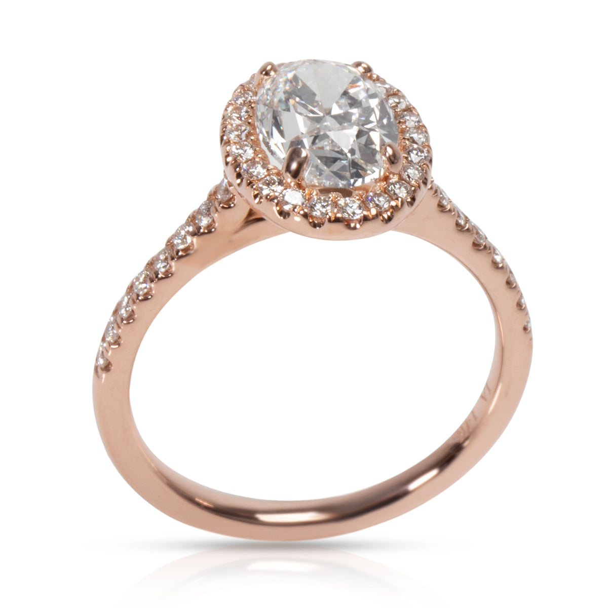 James Allen Oval Halo Diamond Engagement Ring in 14K Rose Gold GIA F SI1 1.6 CTW