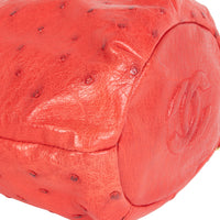 Chanel Vintage Red Ostrich Leather Drawstring Bag
