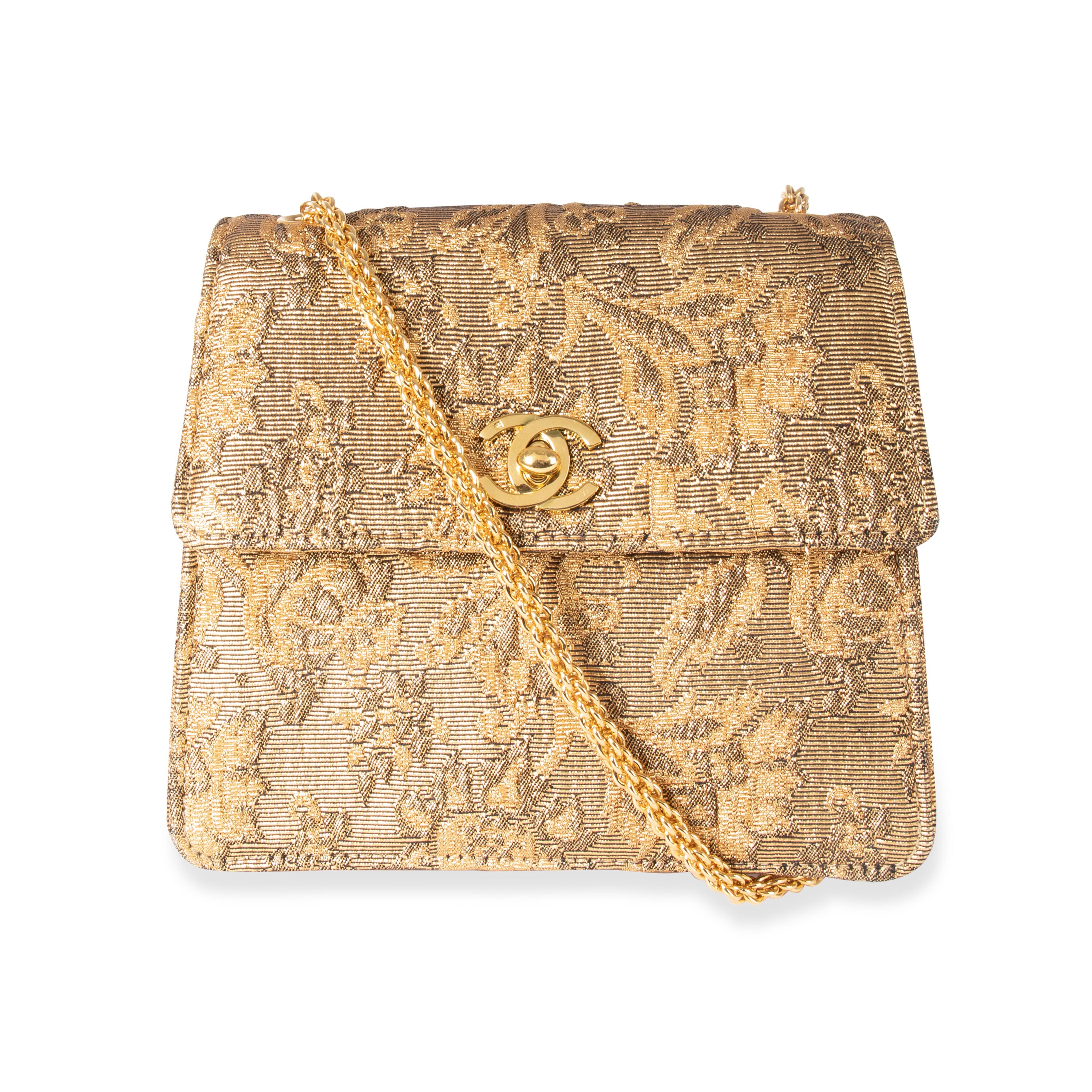 Chanel Vintage Gold Brocade Mini Flap Evening Bag – myGemma