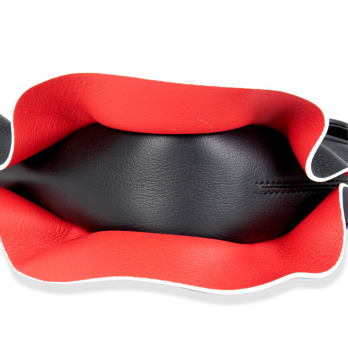 Fendi Black Leather Heart-Stud Wave Baguette Shoulder Bag