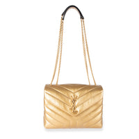 Saint Laurent Gold Matelassé Calfskin Leather Loulou Small Shoulder Bag