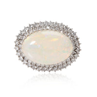 Vintage Diamond Halo Opal Slider Pendant in 14K Yellow Gold 2.88 CTW