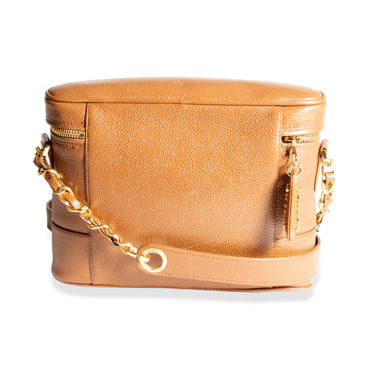 Chanel Vintage Beige Caviar Leather Vanity Shoulder Bag