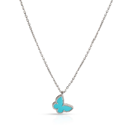 Van Cleef & Arpels Sweet Alhambra Turquoise Butterfly Pendant in 18K White Gold