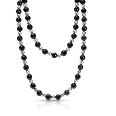 Tiffany & Co. Onyx Beaded Necklace in  Sterling Silver