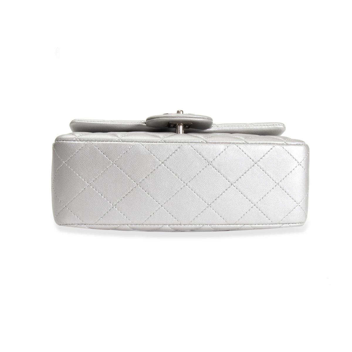 Authentic Chanel Grey Lambskin Mini Classic Rectangular Flap Bag Silver  Hardware