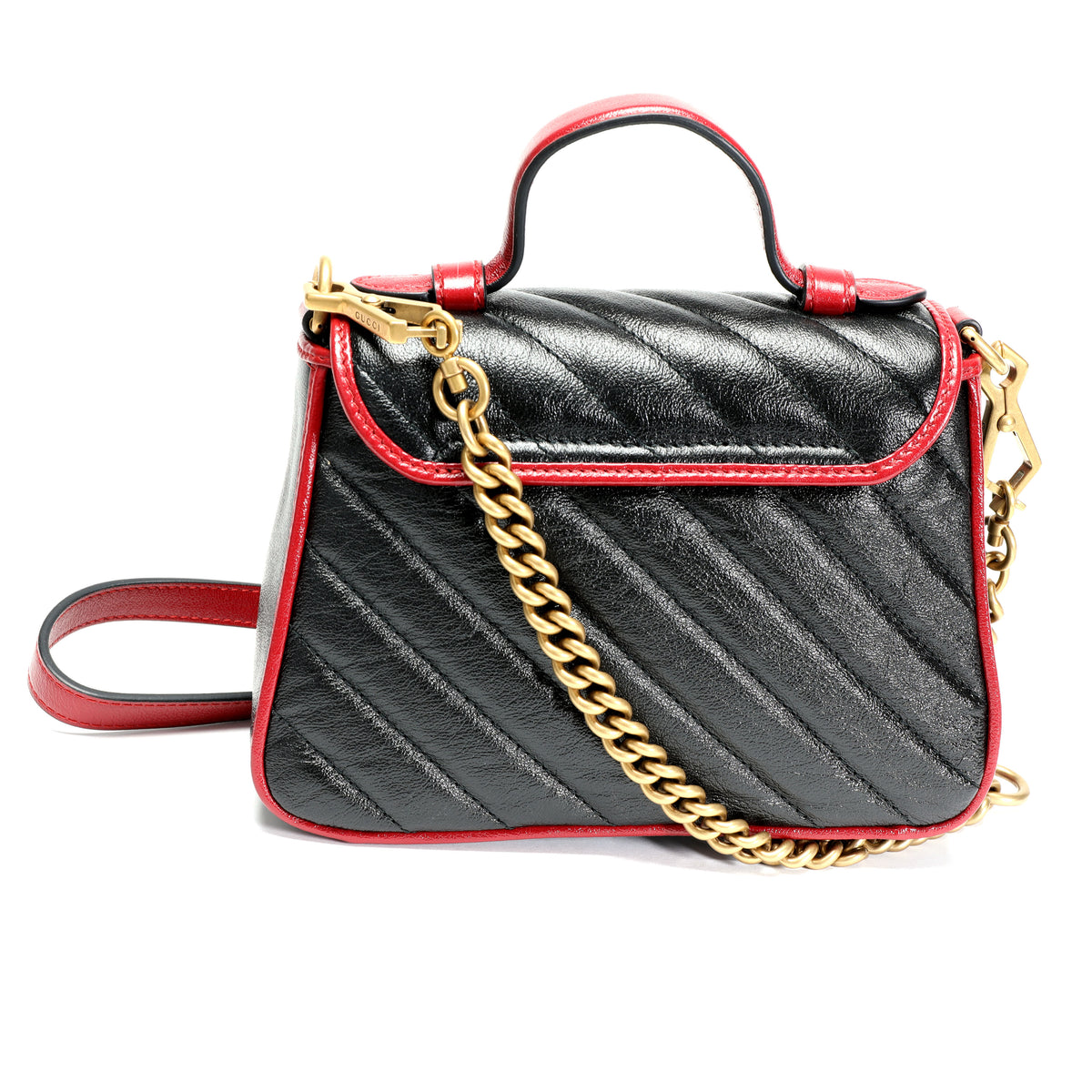 Gucci Black Quilted Leather GG Marmont Torchon Mini Top-Handle Bag
