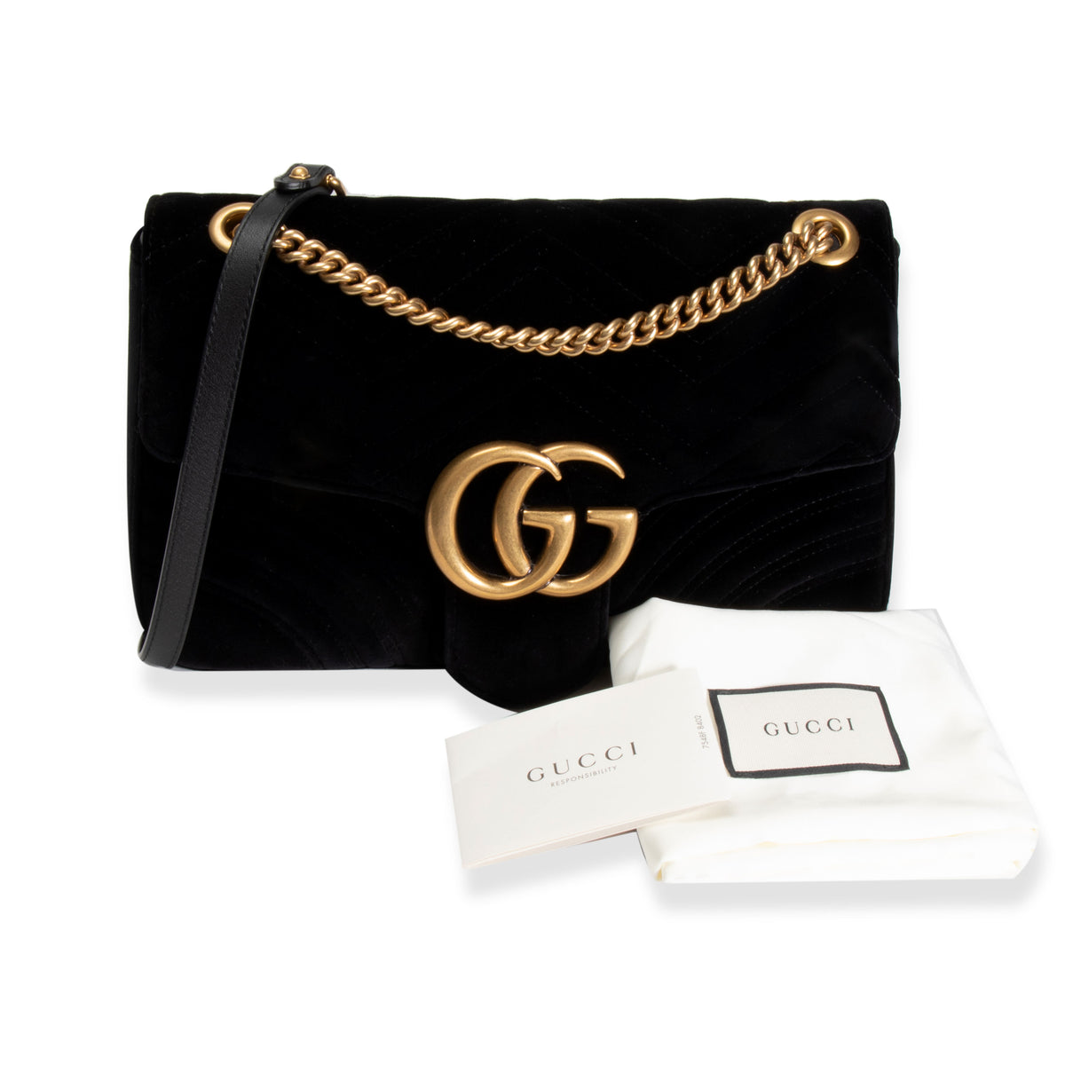 Gucci Black Velvet GG Marmont Medium Shoulder Bag – myGemma| Item