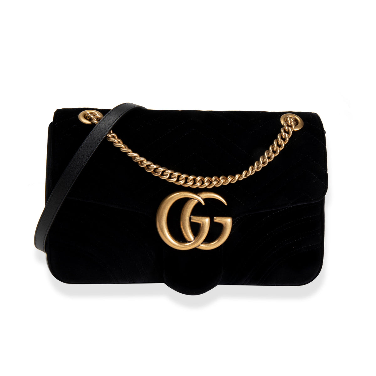 Gucci Black Velvet GG Marmont Medium Shoulder Bag – myGemma| Item