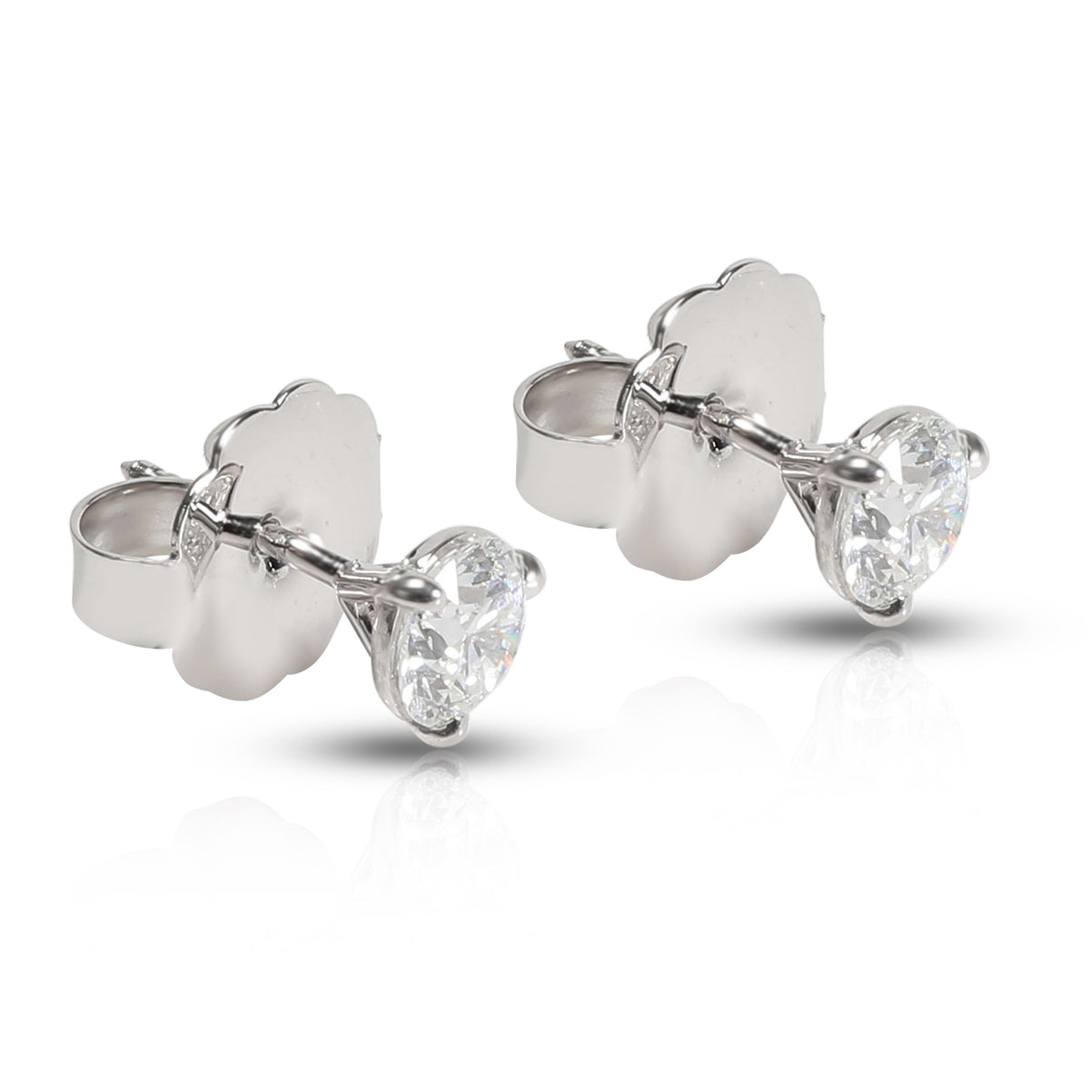 GIA Certified Diamond Martini Stud Earring in 14K White Gold D SI1 1.18 CTW