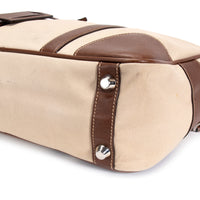 Prada Beige Canvas and Saffiano Leather Briefcase Bag