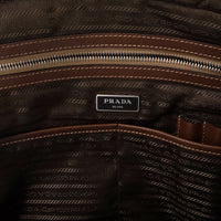 Prada Beige Canvas and Saffiano Leather Briefcase Bag