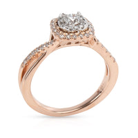 Halo Diamond Engagement Ring in 14K Rose Gold F-G SI2 0.5 CTW