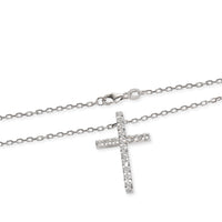 Diamond Cross Necklace in 18K White Gold 1.02 CTW