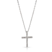 Diamond Cross Necklace in 18K White Gold 1.02 CTW