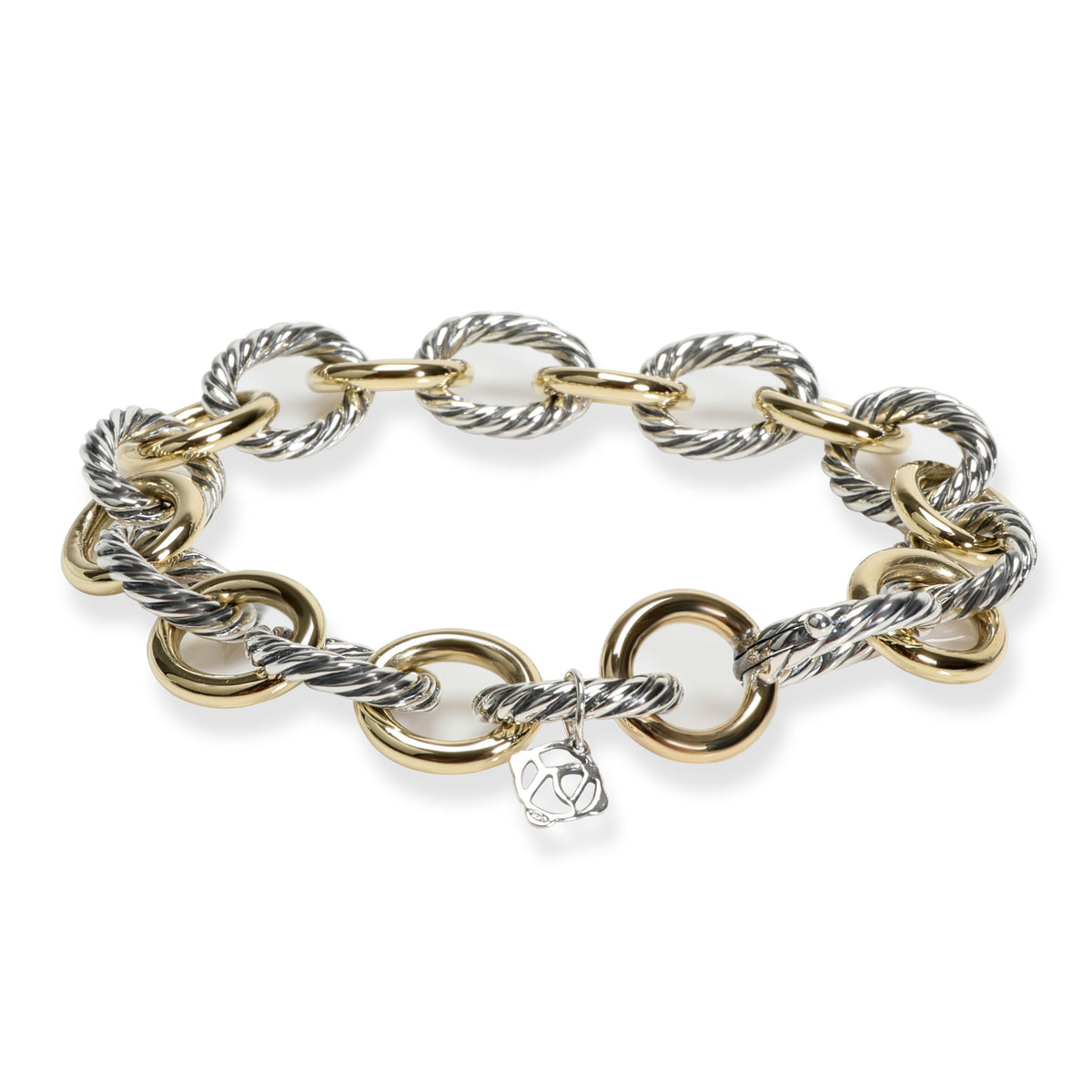 David Yurman Cable Link Bracelet in 18K Yellow Gold/Sterling Silver