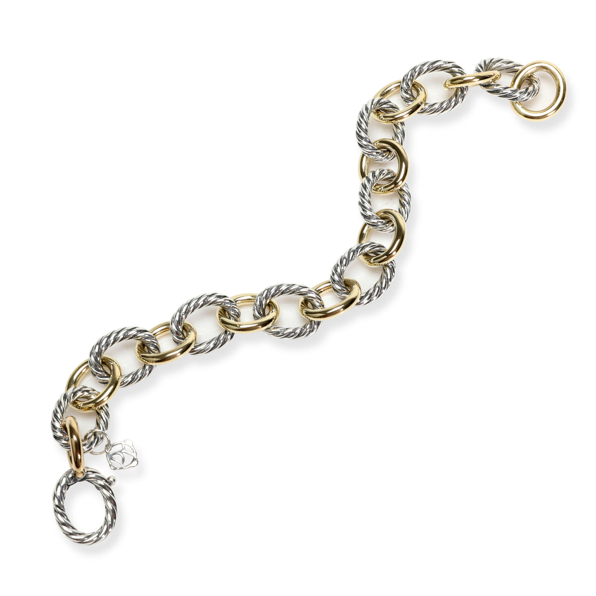 David Yurman Cable Link Bracelet in 18K Yellow Gold/Sterling Silver