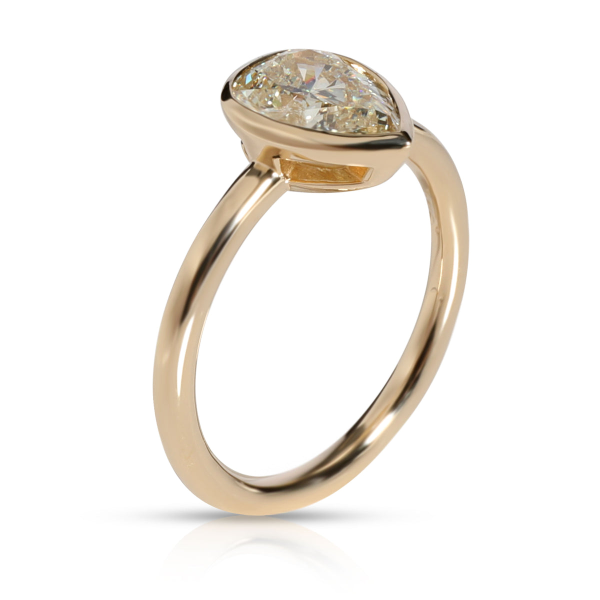 GIA Certified Bezel Set Diamond Solitaire Ring in 14K Yellow Gold L I2 1.52 CTW