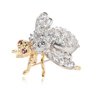 Herbert Rosenthal Diamond & Ruby Bee Brooch in 18K Yellow Gold 2.25 CTW