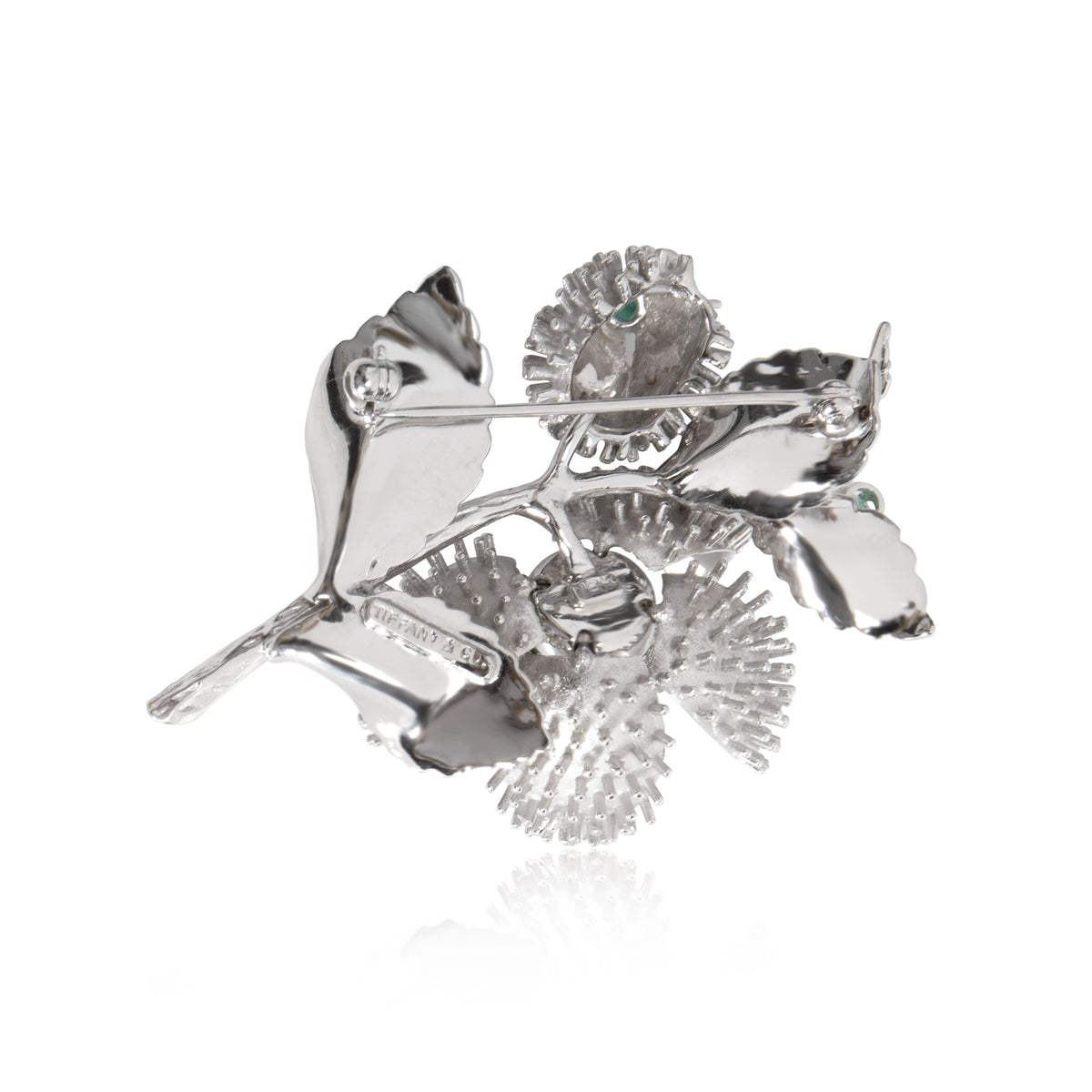 Tiffany & Co. Articulating Cactus Diamond Brooch in 18K White Gold 0.12 CTW