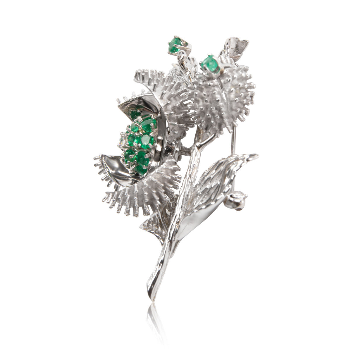 Tiffany & Co. Articulating Cactus Diamond Brooch in 18K White Gold 0.12 CTW