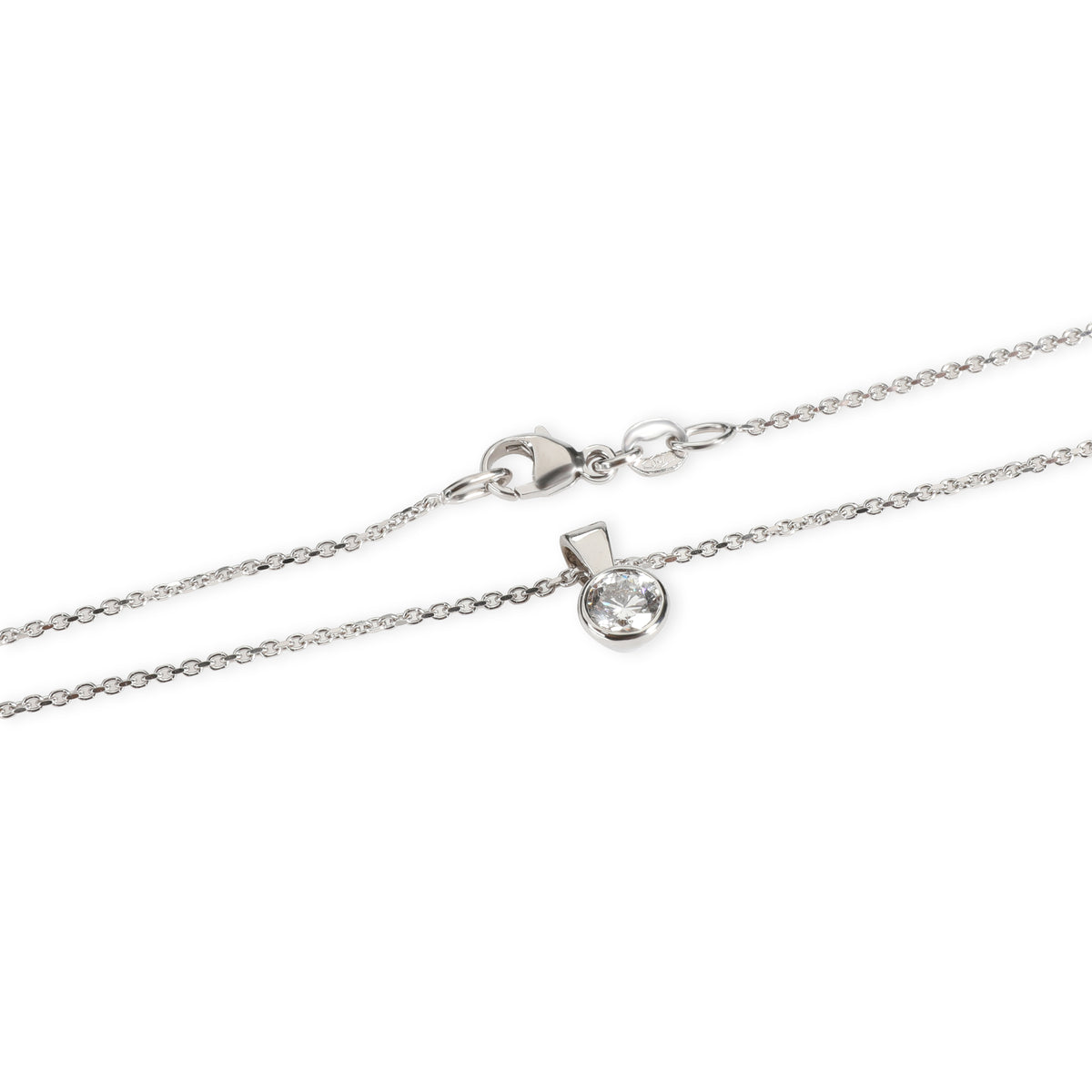 GIA Certified Solitaire Diamond Necklace in 18K White Gold D IF 0.51 CTW