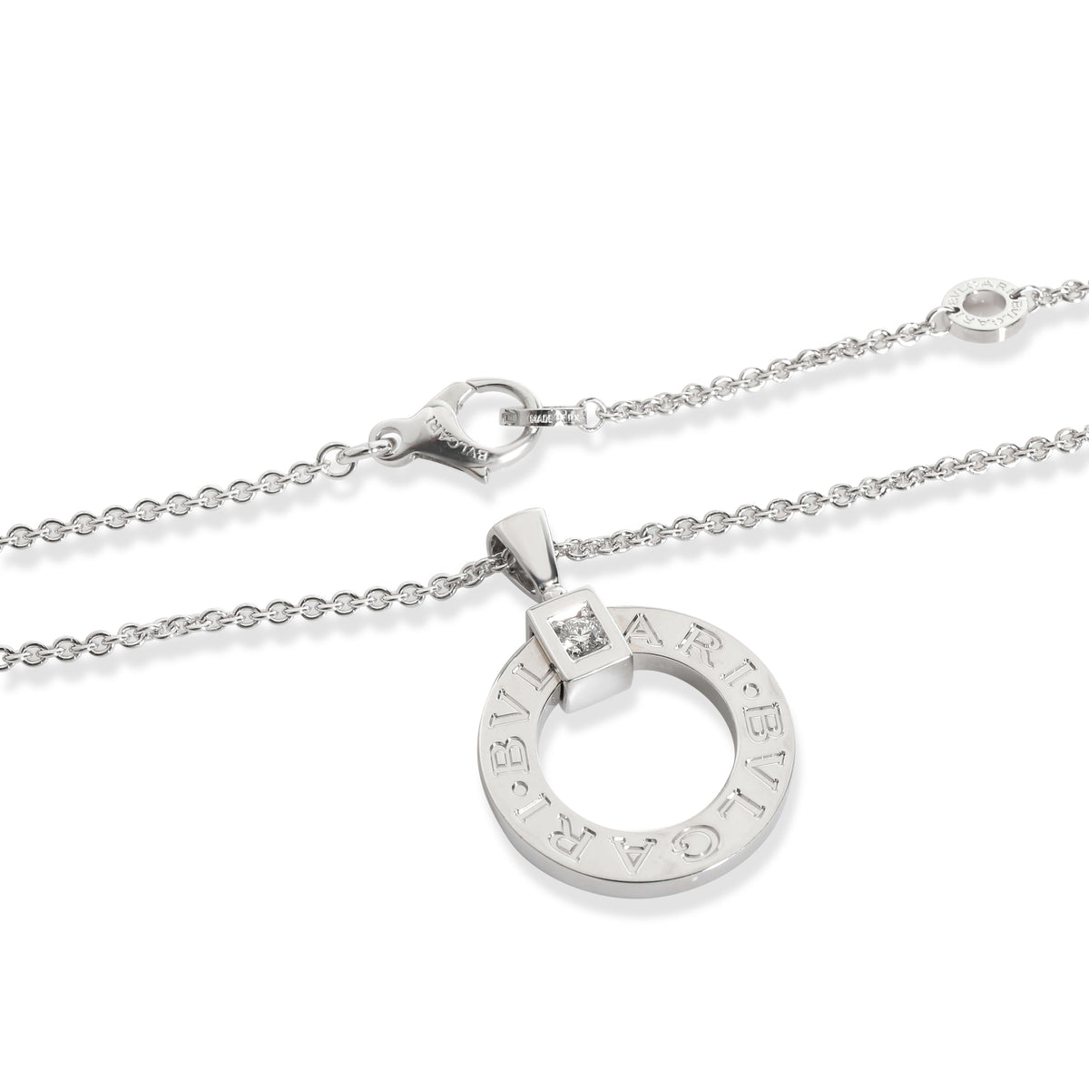 Bulgari Bulgari Open Circle Diamond Necklace in 18K White Gold 0.08 CTW