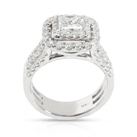 Halo Princess Cut Diamond Engagement Ring in 14K White Gold 2.25 CTW