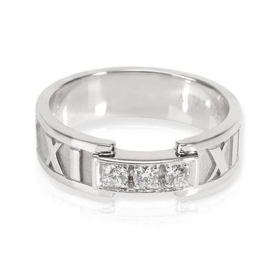 Tiffany & Co. Atlas Ring with Diamonds in 18K White Gold 0.15 CTW