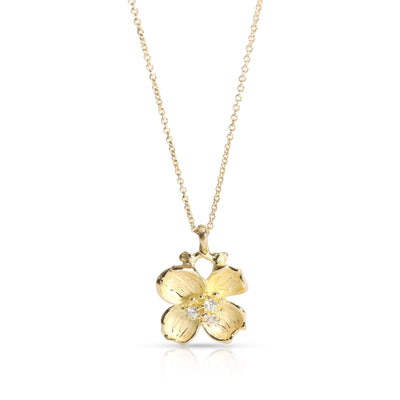 Tiffany & Co. Dogwood Flower Diamond Necklace in 18K Yellow Gold 0.10 CTW