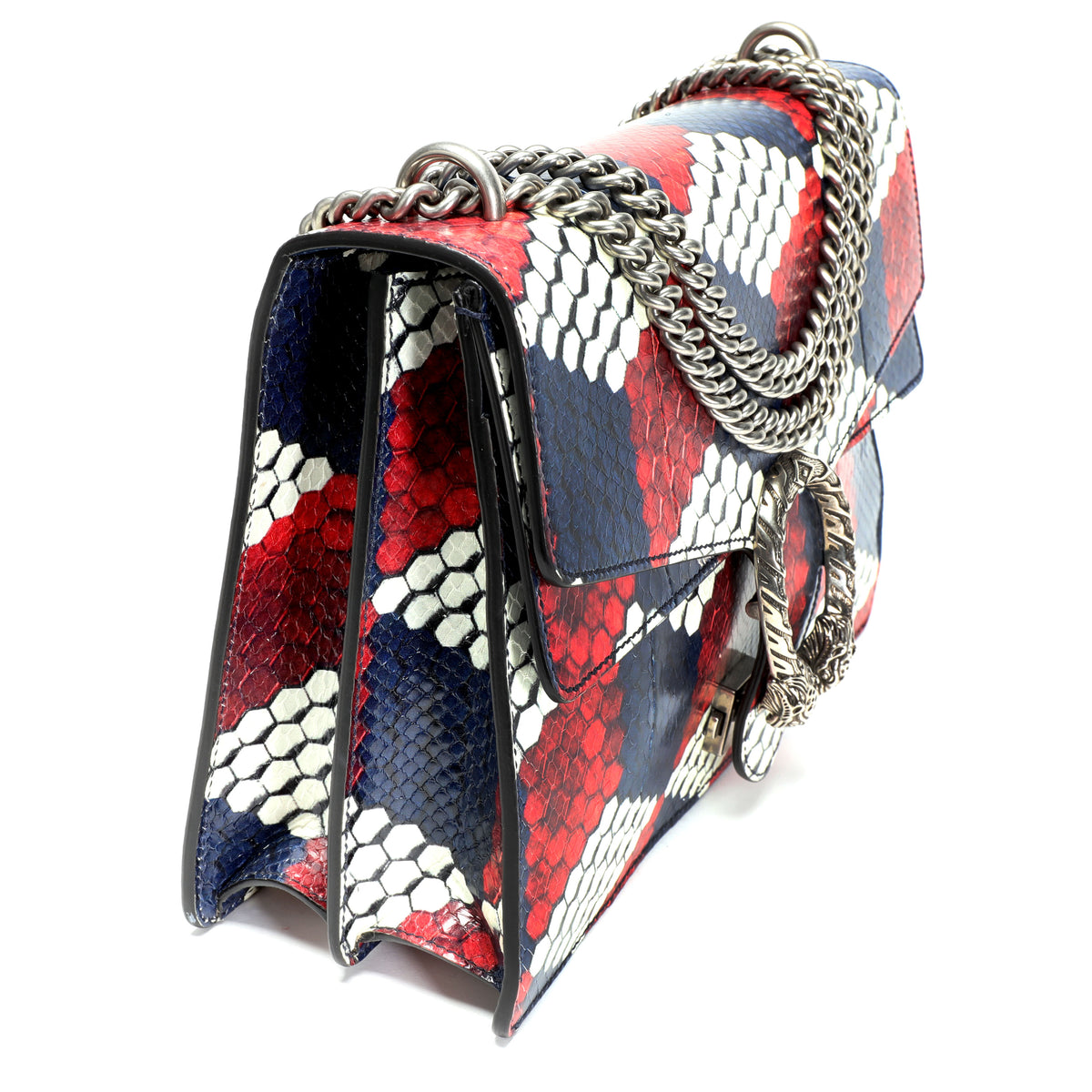 Gucci Red, White, & Blue Geometric Python Dionysus Shoulder Bag