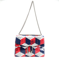 Gucci Red, White, & Blue Geometric Python Dionysus Shoulder Bag