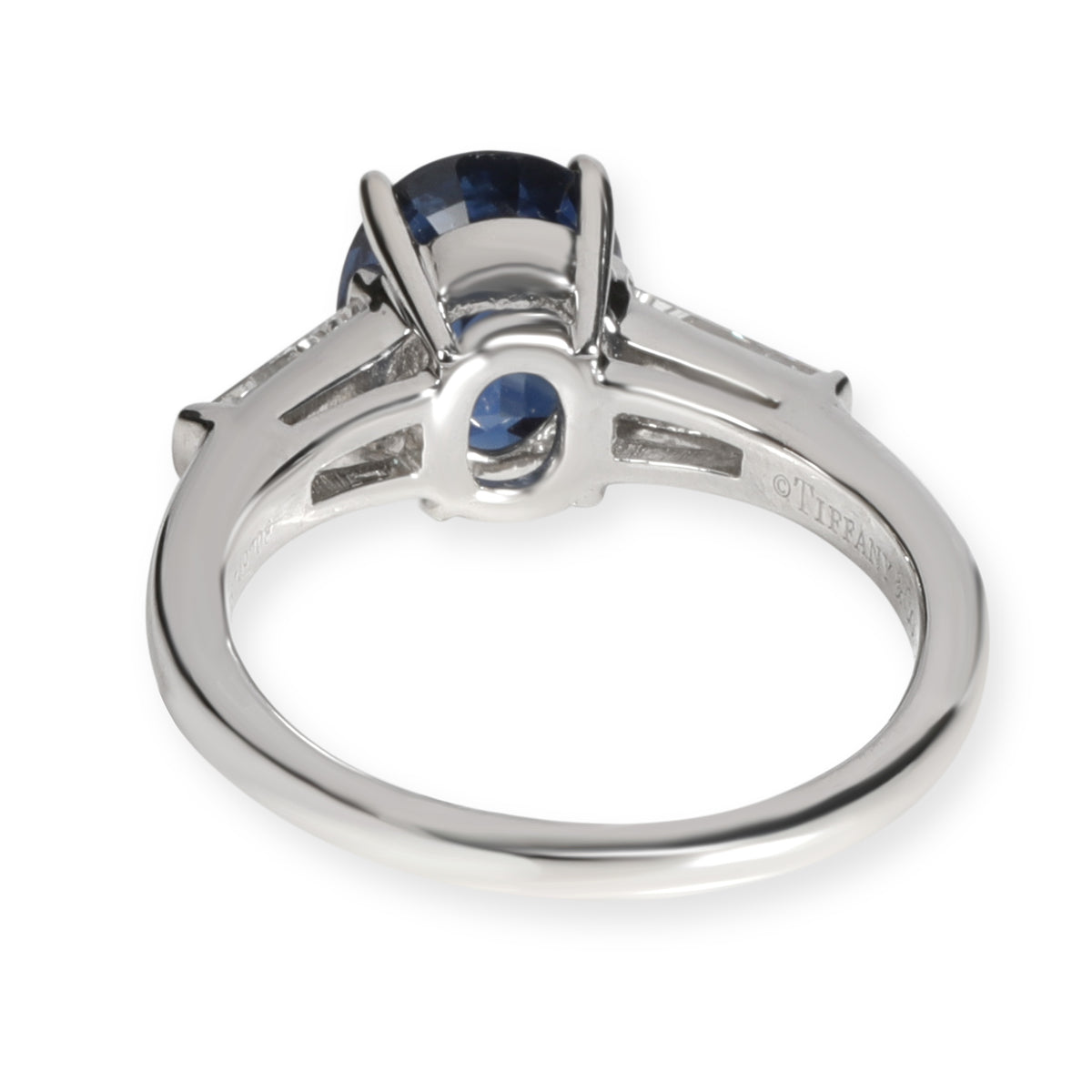 Tiffany & Co. Three Stone Sapphire & Diamond Ring in Platinum 0.50 CTW