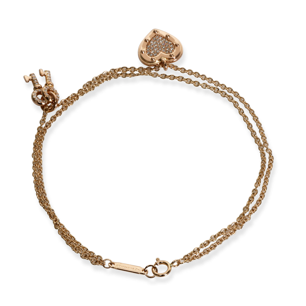 Return to Tiffany Heart Tag Keys Diamond Bracelet in 18K Rose Gold 0.21 CTW