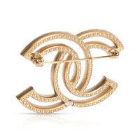 Chanel Costume Double Logo Brooch in Base Metal & Strass